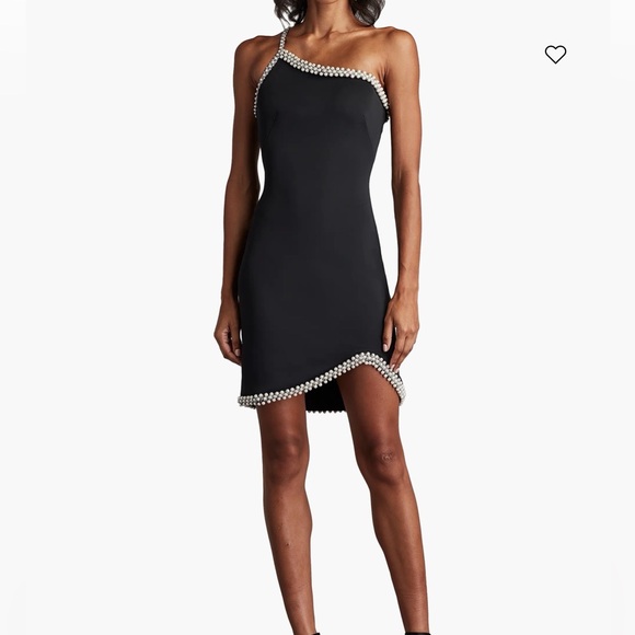 Tadashi Shoji Dresses & Skirts - Tadashi Shoji Black One-Shoulder Dress with Pearl Accents